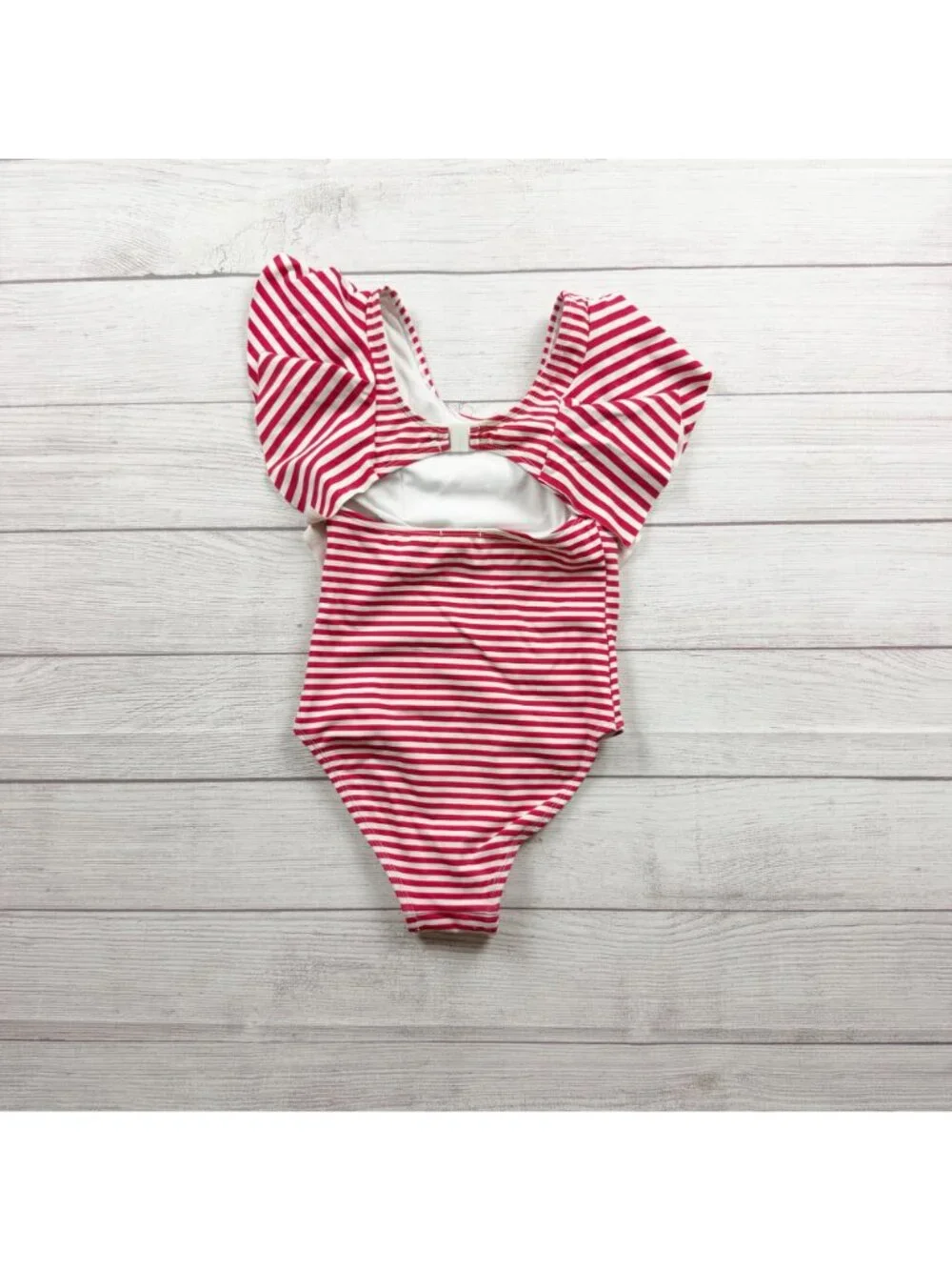 Habitual Girl Red White Striped Ruffle One Piece Swimsuit 10